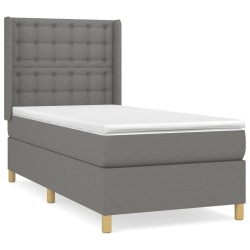 vidaXL Cama box spring con colchón tela gris oscuro 100x200 cm
