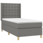 vidaXL Cama box spring con colchón tela gris oscuro 100x200 cm vidaXL Cama box spring con colchón tela gris oscuro 100x200 cm