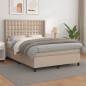 vidaXL Cama box spring con colchón cuero sintético capuchino 140x190cm vidaXL Cama box spring con colchón cuero sintético capuchino 140x190cm