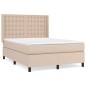 vidaXL Cama box spring con colchón cuero sintético capuchino 140x190cm vidaXL Cama box spring con colchón cuero sintético capuchino 140x190cm