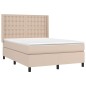 vidaXL Cama box spring con colchón cuero sintético capuchino 140x190cm vidaXL Cama box spring con colchón cuero sintético capuchino 140x190cm