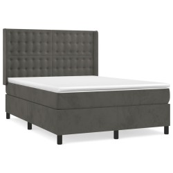 vidaXL Cama box spring con colchón terciopelo gris oscuro 140x190 cm