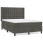 vidaXL Cama box spring con colchón terciopelo gris oscuro 140x190 cm