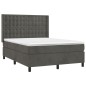 vidaXL Cama box spring con colchón terciopelo gris oscuro 140x190 cm