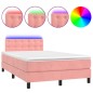 vidaXL Cama box spring colchón y LED terciopelo rosa 120x200 cm vidaXL Cama box spring colchón y LED terciopelo rosa 120x200 cm