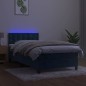 vidaXL Cama box spring colchón y LED terciopelo azul oscuro 100x200 cm vidaXL Cama box spring colchón y LED terciopelo azul oscuro 100x200 cm