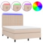 vidaXL Cama box spring colchón LED cuero sintético capuchino 140x200cm vidaXL Cama box spring colchón LED cuero sintético capuchino 140x200cm