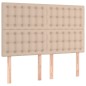 vidaXL Cama box spring colchón LED cuero sintético capuchino 140x200cm vidaXL Cama box spring colchón LED cuero sintético capuchino 140x200cm