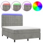 vidaXL Cama box spring colchón y LED terciopelo gris claro 140x190 cm vidaXL Cama box spring colchón y LED terciopelo gris claro 140x190 cm
