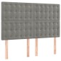 vidaXL Cama box spring colchón y LED terciopelo gris claro 140x190 cm vidaXL Cama box spring colchón y LED terciopelo gris claro 140x190 cm