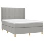 vidaXL Cama box spring colchón y luces LED tela gris claro 140x190 cm vidaXL Cama box spring colchón y luces LED tela gris claro 140x190 cm