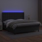 vidaXL Cama box spring colchón y LED cuero sintético negro 160x200 cm vidaXL Cama box spring colchón y LED cuero sintético negro 160x200 cm