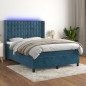 vidaXL Cama box spring colchón y LED terciopelo azul oscuro 140x190 cm vidaXL Cama box spring colchón y LED terciopelo azul oscuro 140x190 cm