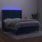 vidaXL Cama box spring colchón y LED terciopelo azul oscuro 140x190 cm vidaXL Cama box spring colchón y LED terciopelo azul oscuro 140x190 cm