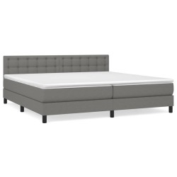 vidaXL Cama box spring con colchón tela gris oscuro 200x200 cm