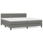 vidaXL Cama box spring con colchón tela gris oscuro 200x200 cm