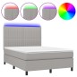 vidaXL Cama box spring colchón y luces LED tela gris claro 140x190 cm vidaXL Cama box spring colchón y luces LED tela gris claro 140x190 cm