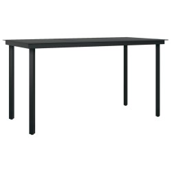 vidaXL Mesa de comedor de jardín acero y vidrio negra 140x70x74 cm