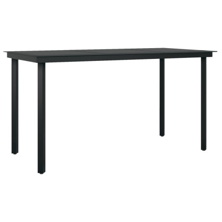 vidaXL Mesa de comedor de jardín acero y vidrio negra 140x70x74 cm