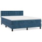 vidaXL Cama box spring con colchón terciopelo azul oscuro 140x190 cm