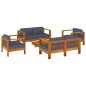vidaXL Muebles de jardín madera maciza 5 pzas con cojines gris oscuro vidaXL Muebles de jardín madera maciza 5 pzas con cojines gris oscuro