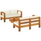 vidaXL Muebles de jardín madera maciza 3 pzas con cojines blanco crema vidaXL Muebles de jardín madera maciza 3 pzas con cojines blanco crema
