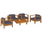 vidaXL Muebles de jardín madera maciza 5 pzas con cojines gris oscuro vidaXL Muebles de jardín madera maciza 5 pzas con cojines gris oscuro