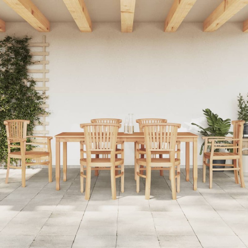 vidaXL Juego de comedor de jardín 7 piezas madera maciza de teca vidaXL Juego de comedor de jardín 7 piezas madera maciza de teca