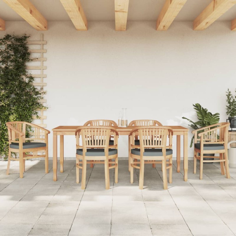 vidaXL Juego de comedor de jardín 7 piezas madera maciza de teca vidaXL Juego de comedor de jardín 7 piezas madera maciza de teca