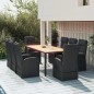 vidaXL Set de comedor de jardín 9 pzas y cojines ratán sintético negro vidaXL Set de comedor de jardín 9 pzas y cojines ratán sintético negro