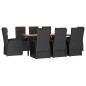vidaXL Set de comedor de jardín 9 pzas y cojines ratán sintético negro vidaXL Set de comedor de jardín 9 pzas y cojines ratán sintético negro