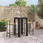 vidaXL Mesa bar y taburetes jardín 3 pzas madera acacia ratán PE negro vidaXL Mesa bar y taburetes jardín 3 pzas madera acacia ratán PE negro