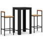 vidaXL Mesa bar y taburetes jardín 3 pzas madera acacia ratán PE negro vidaXL Mesa bar y taburetes jardín 3 pzas madera acacia ratán PE negro