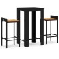 vidaXL Mesa bar y taburetes jardín 3 pzas madera acacia ratán PE negro