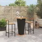 vidaXL Mesa bar y taburetes jardín 3 pzas madera acacia ratán PE negro vidaXL Mesa bar y taburetes jardín 3 pzas madera acacia ratán PE negro