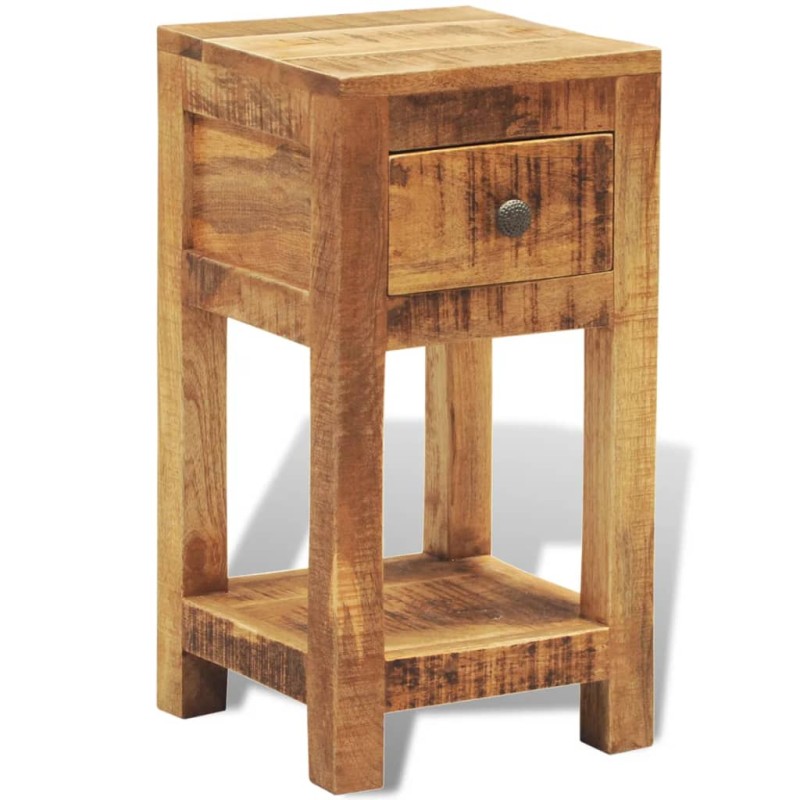 vidaXL Mesita de noche con 1 cajón de macera maciza de mango vidaXL Mesita de noche con 1 cajón de macera maciza de mango