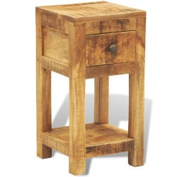 vidaXL Mesita de noche con 1 cajón de macera maciza de mango 