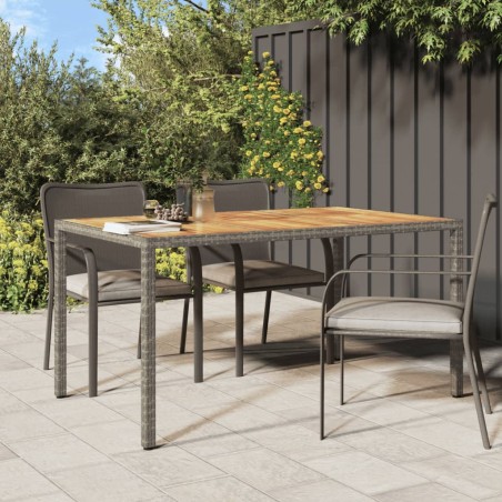 vidaXL Mesa de jardín ratán sintético madera acacia gris 150x90x75 cm