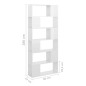 vidaXL Librería separador contrachapada blanco brillante 80x24x186 cm