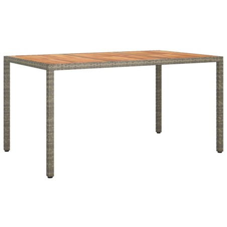 vidaXL Mesa de jardín ratán sintético madera acacia gris 150x90x75 cm