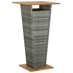 vidaXL Mesa alta ratán sintético y madera de acacia gris 60x60x110 cm