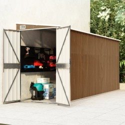 vidaXL Cobertizo jardín pared acero galvanizado marrón 118x382x178 cm