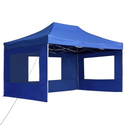 vidaXL Carpa plegable profesional con paredes aluminio azul 4,5x3 m
