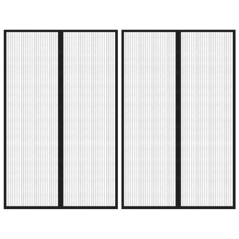 vidaXL Mosquiteras para puerta bloque magnético 2 uds negro 220x130 cm