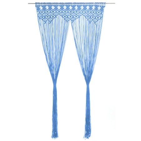 vidaXL Cortina de macramé algodón azul 140x240 cm
