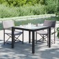 vidaXL Mesa jardín vidrio templado ratán sintético 90x90x75 cm negro