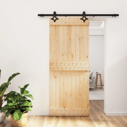 vidaXL Puerta corredera con herrajes madera maciza de pino 85x210 cm