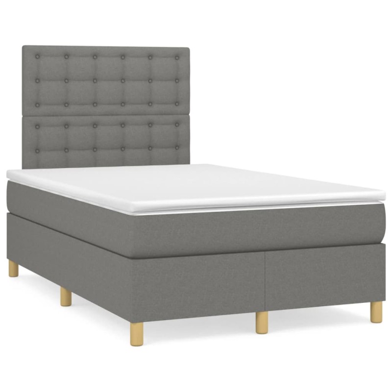 vidaXL Cama box spring con colchón y LED tela marrón oscuro 120x190 cm vidaXL Cama box spring con colchón y LED tela marrón oscuro 120x190 cm