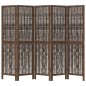 vidaXL Biombo separador de 5 paneles madera paulownia marrón oscuro vidaXL Biombo separador de 5 paneles madera paulownia marrón oscuro