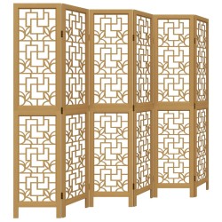 vidaXL Biombo separador de 6 paneles madera maciza paulownia marrón